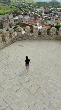 Woman in Black Shirt at Rabati Castle