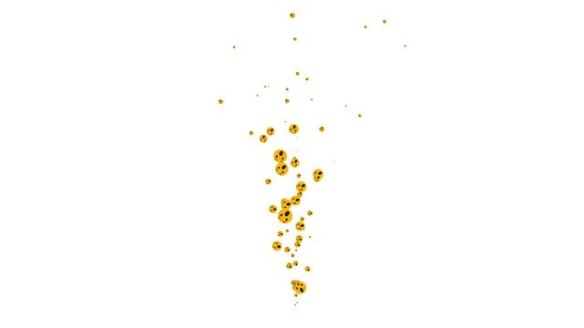 Surprised expression emoji icons floating upward like bubbles on clean white background in 4K