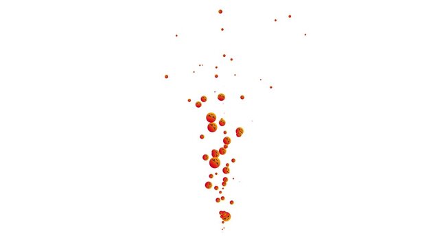 Furious red angry face emoji icons floating upward like bubbles on clean white background in 4K