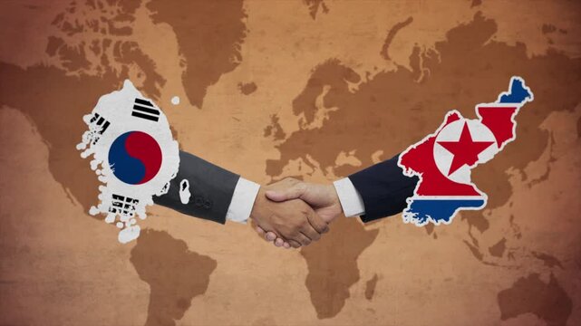 High Quality Animation Featuring Handshake of South Korea and North Korea