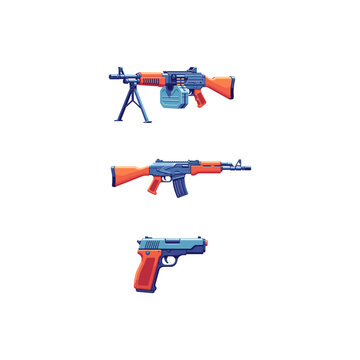 Assault Weapon rifle, Lmg, pistol icon logo flat vector design