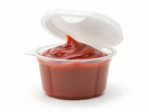 Open container of chocolate pudding with lid off, close-up shot