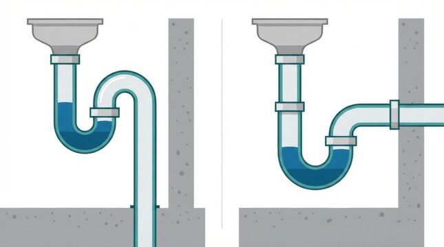 This shows the cross section of a trap in a septic tank plumbing system for residential wastewater.