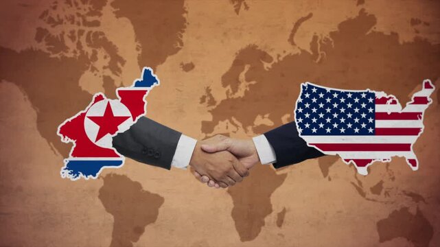 High Quality Animation Featuring Handshake of USA and North Korea