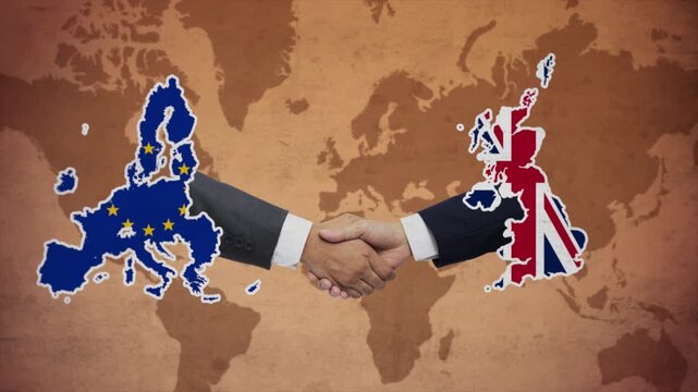 High Quality Animation Featuring Handshake of EU and UK