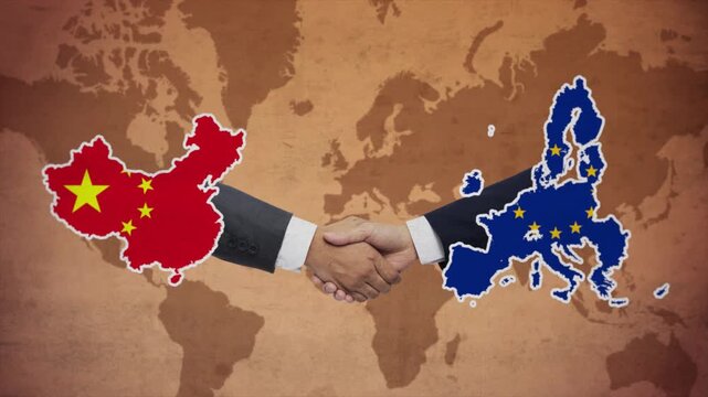 High Quality Animation Featuring Handshake of EU and CHINA