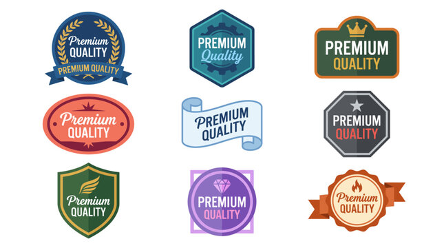 This refined collection showcases 'Premium Quality' graphics, specifically created to signify excellence and feature high-end products across various industries and platforms.