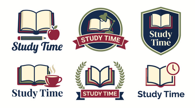 A thoughtful array of 'Study Time' logos reflecting the themes of education and learning, ideal for study guides, tutoring services, or any educational initiative.