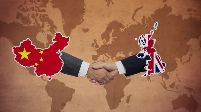 High Quality Animation Featuring Handshake of China and UK