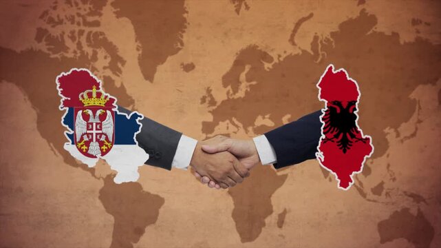 High Quality Animation Featuring Handshake of Albania and Serbia