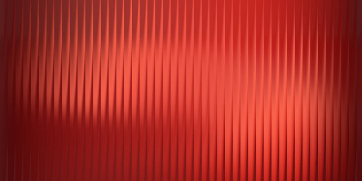 3d rendering, abstract red vertical lines background with ribbed corrugated texture