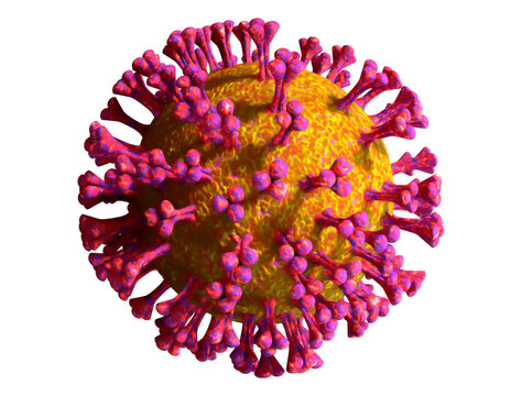 Colorful virus cell isolated on white background. 3d render