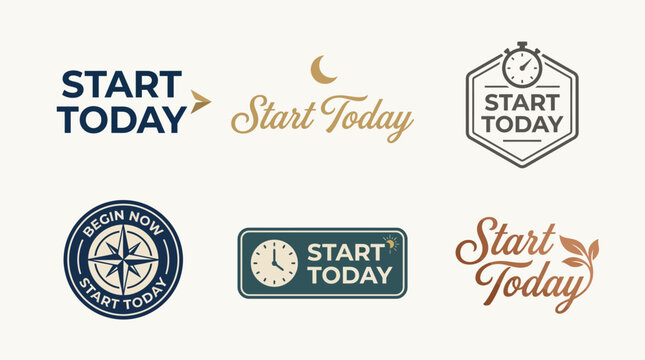 A captivating variety of 'Start Today' designs that inspire individuals to embrace new beginnings, promoting motivation, time management, and a positive mindset for success.