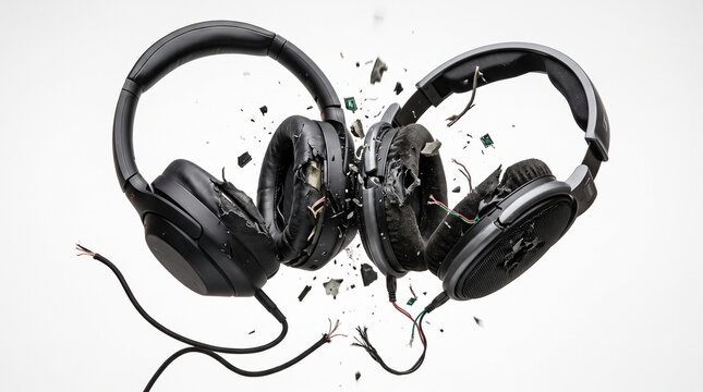 Headphones colliding and breaking