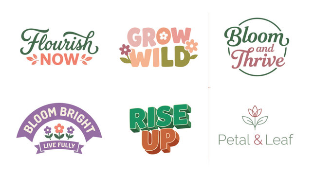 This delightful collection showcases floral-themed motivational quotes, inspiring positivity and personal growth through beautiful typography and lively illustrations.