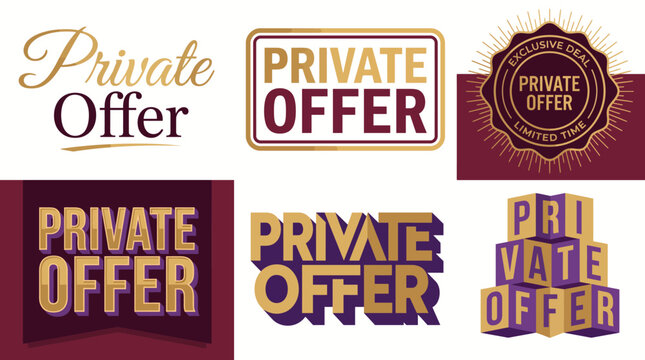 A striking collection of promotional designs featuring vibrant text and shapes that highlight exclusive offers, perfect for marketing and advertising purposes.