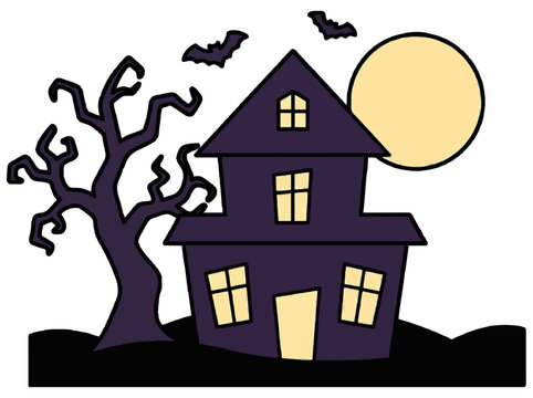 Halloween haunted house spooky night vector illustration graphic