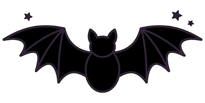 Classic nocturnal bat silhouette with star accents, perfect for Halloween designs