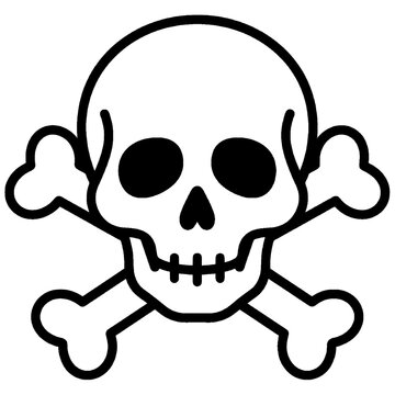 Simplified Vector Illustration of a Classic Human Skull and Crossbones