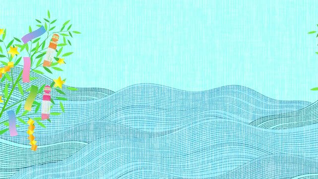 Tanabata Bamboo Decorations and Wavy Patterns 4K