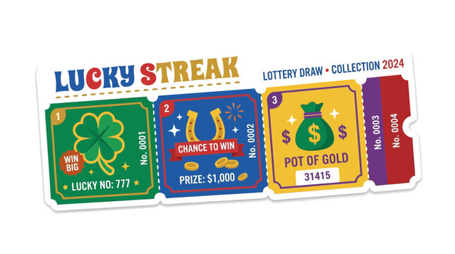Lucky Streak Lottery Scratch Off Ticket, Isolated