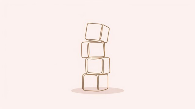 Minimalist stacked cubes illustration on light background with Stacked geometric cubes form simple abstract shape against plain backdrop flat design