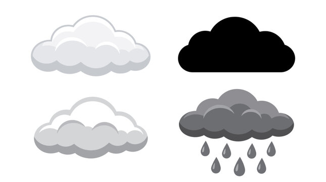 This collection showcases multiple cloud graphics illustrating different weather conditions, offering a unique perspective on atmospheric elements for creative uses.