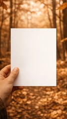 Fototapeta premium Blank paper autumn forest path mobile wallpaper
