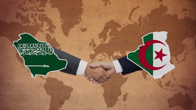 High Quality Animation Featuring Handshake of Saudi Arabia and Algeria