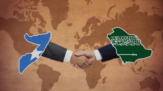 High Quality Animation Featuring Handshake of Saudi Arabia and Somalia