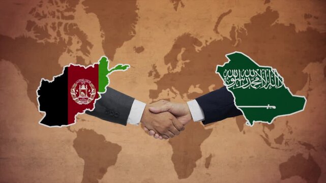 High Quality Animation Featuring Handshake of Saudi Arabia and Afghanistan