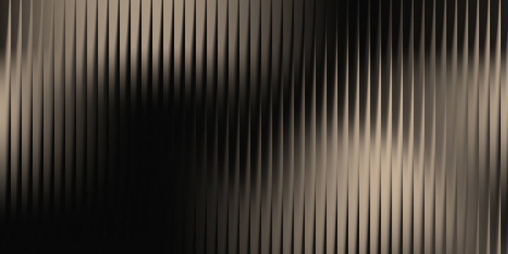 3d rendering, abstract dark ribbed background with vertical lines and sepia gradient