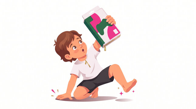 Child excited about new video game while sitting on the floor  
