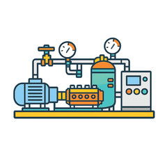 Naklejka premium Industrial machinery with gauges and control panel vector illustration