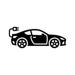 Fototapeta premium Minimalist Electric Vehicle Icon Featuring a Sleek Sports Car Silhouette with a Charging Plug Symbol for Sustainable Transport and Eco-Friendly Automotive Technology Concepts Vector electric