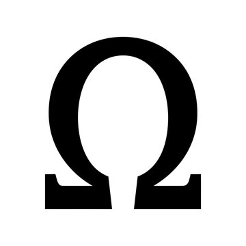 Omega greek letter symbol black icon isolated on white background