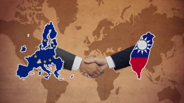 High Quality Animation Featuring Handshake of European Union and Taiwan
