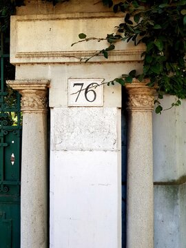 Aged Stone Pillar House Number 76