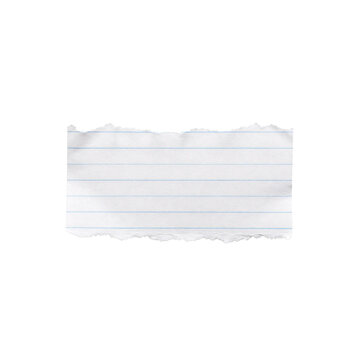 A torn piece of lined paper with blue horizontal lines and a jagged bottom edge