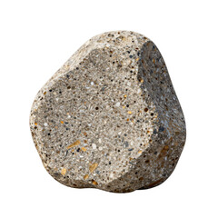 Obraz premium Smooth, speckled grey rock with visible inclusions and hollows on a white background