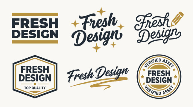 A stylish collection of logos featuring the phrase 'Fresh Design', symbolizing high-quality creative branding, showcasing elegance and versatility suitable for modern marketing and business identity.