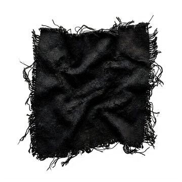 Black ink brush stroke square shape with rough messy edges and textured paint effect