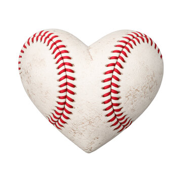 Heart-shaped baseball PNG on a transparent background.