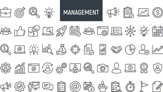 Business and management line icons set. Management icon collection. Vector illustrator