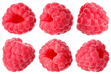 Fresh raspberries isolated on white, set. Summer berry © New Africa
