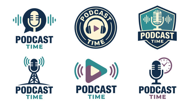 This collection features logos tailored for podcasts, focusing on audio elements and engaging designs that represent vibrant discussions and dynamic storytelling.