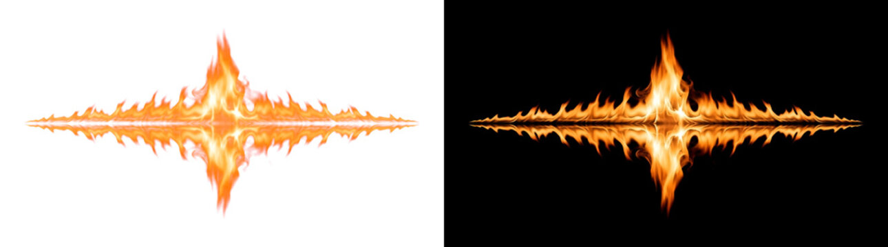 Horizontal Fire Line Divider with Center Diamond Flare Overlay Isolated on Transparent Background