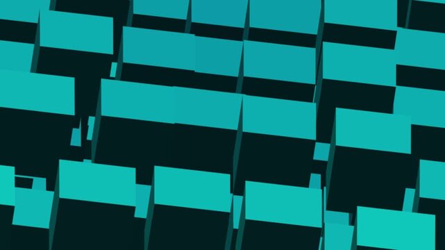 Teal 3D Isometric Rotating Cubes Geometric Pattern Loop 4K Motion Video