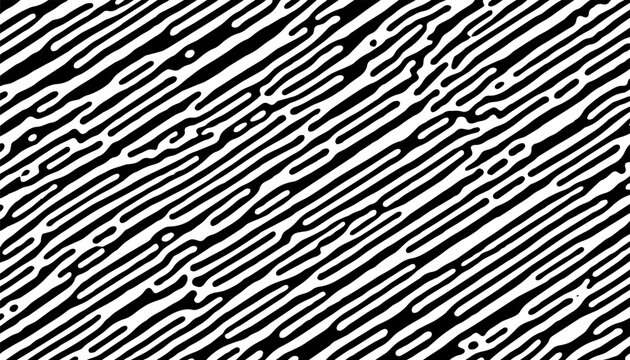Black and white abstract diffusion turing pattern or fingerprint design element with diagonal ways. Editable graphic resource for modern design element. Vector format illustration. EPS10