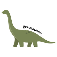 Cute Brachiosaurus Long Neck Dinosaur Illustration © olya
